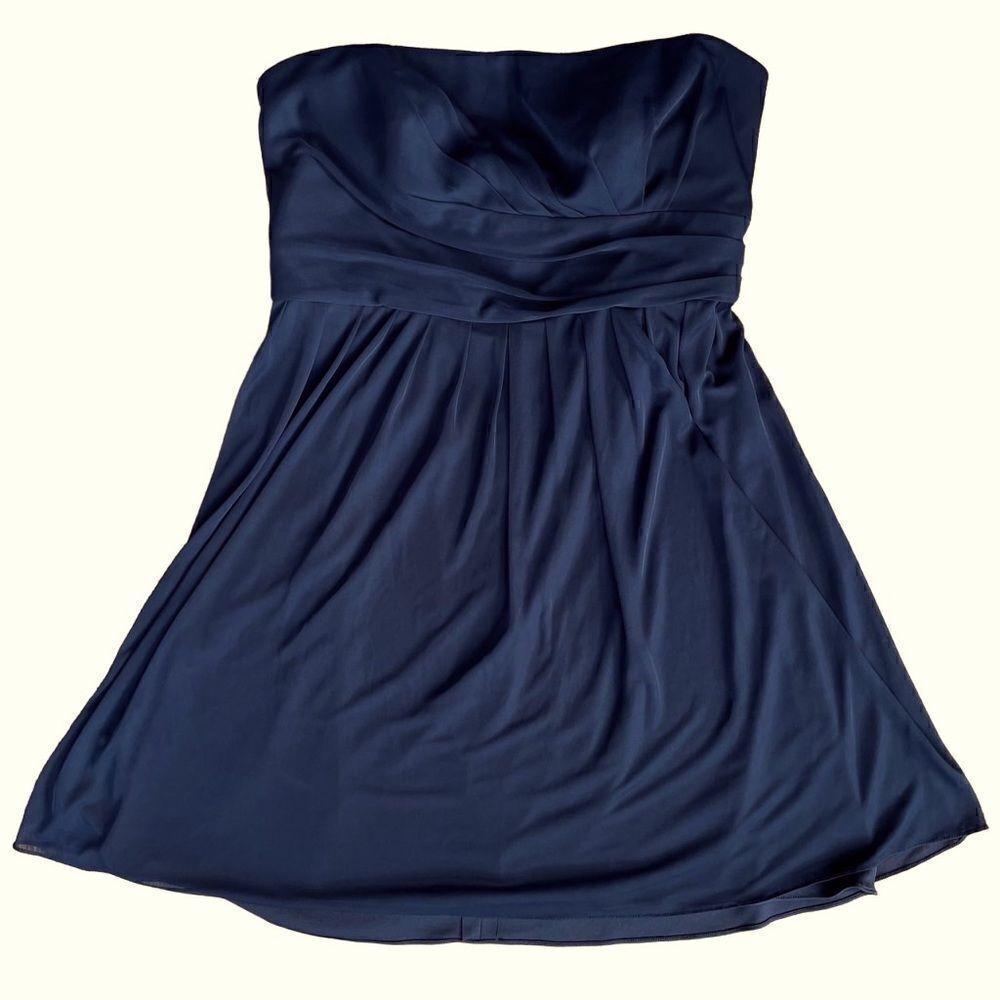 Alfred Sung Cocktail Length Strapless Chiffon Navy Dress Women’s Size 18